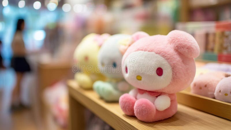Plush pillows collection - colorful plush toys on shelf